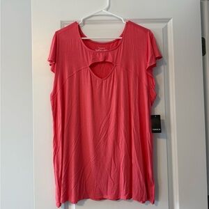Torrid Coral Keyhole Short Sleeve Top